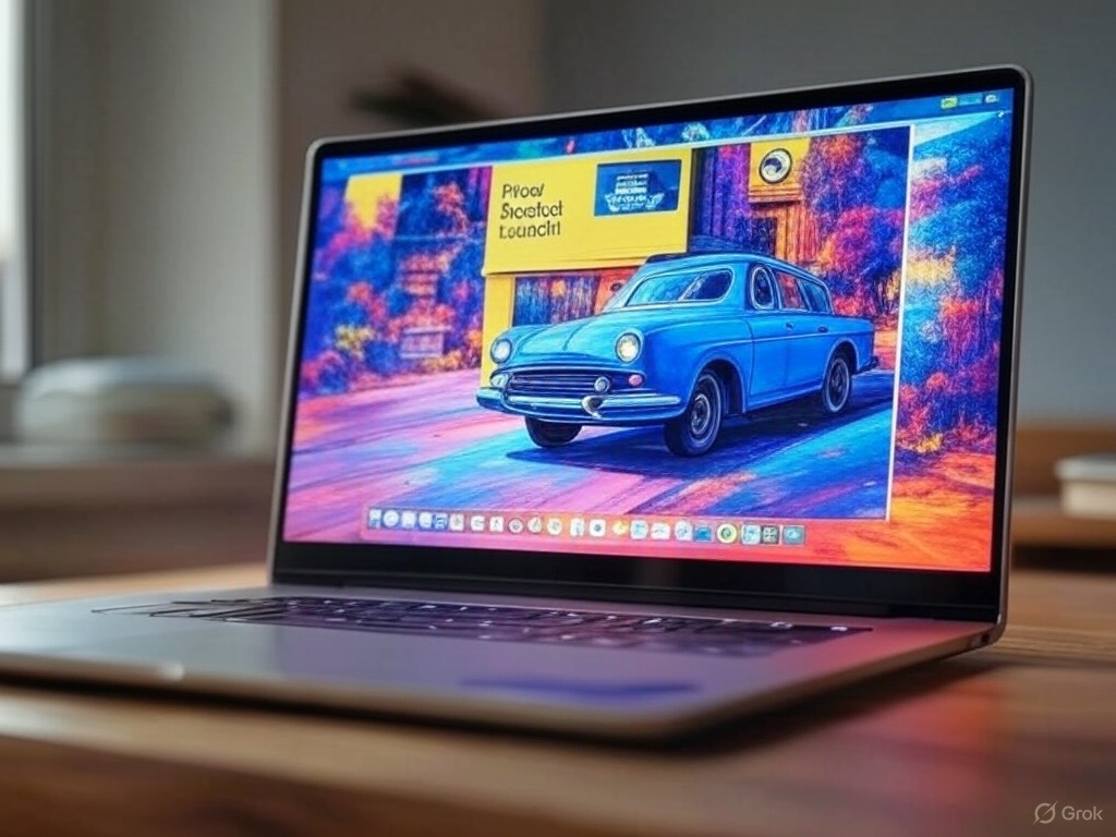 Laptop showing promotional content